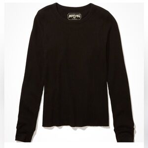 AE Long Sleeve Waffle Layering Tee Black Small